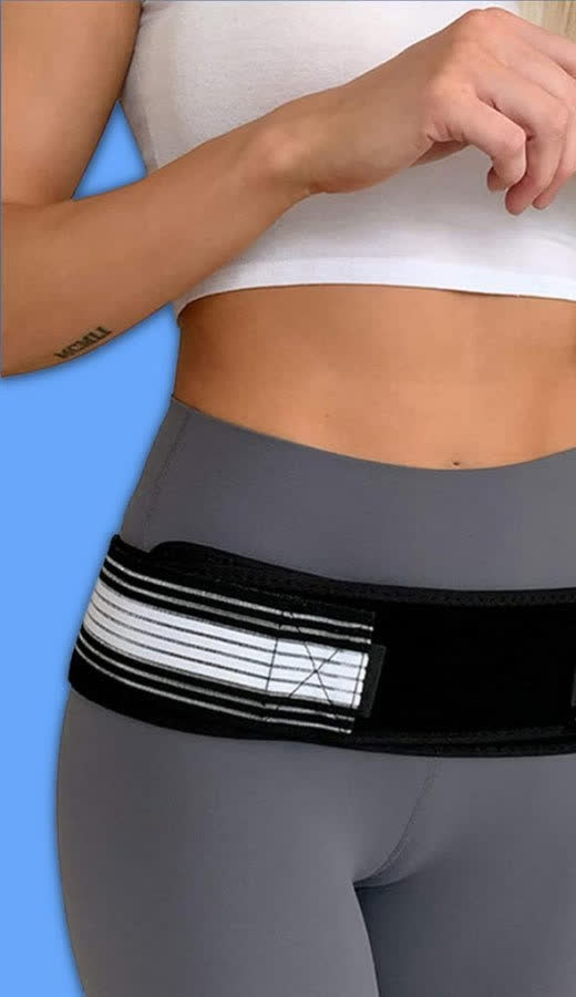 Woman wearing the lumbar sciatica brace